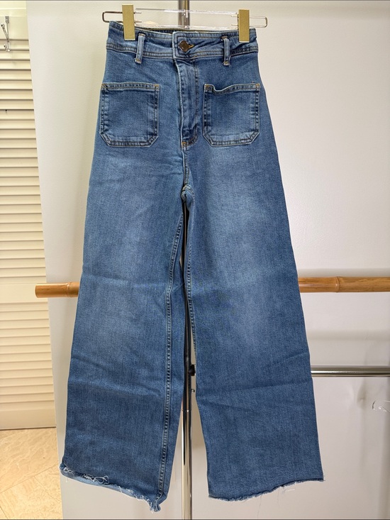 Zara Denim - Zara High Rise Wide Leg Patch Pocket Jeans Size 0